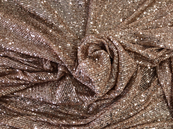 Rose Gold Sequins on Stretch Mesh