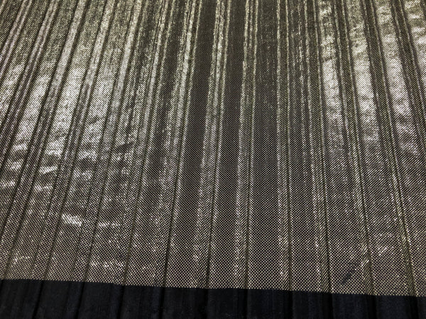 Gold Stipple Print on Black Jersey Plissè