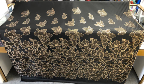 PANEL- Lurex Gold Rose Jacquard