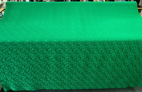 Emerald Green Leaf Motif Jacquard