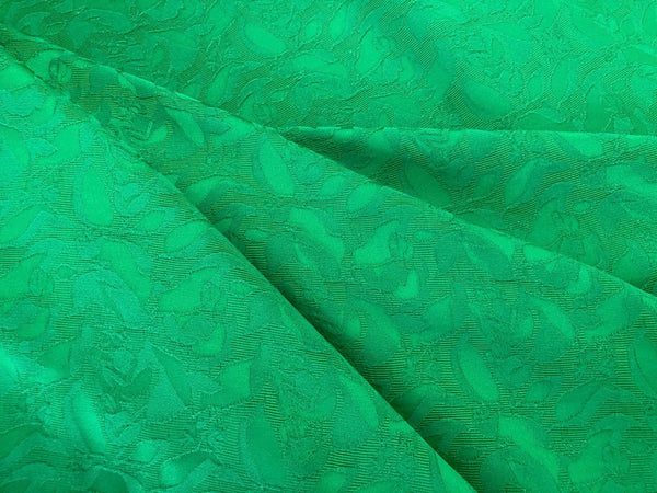 Emerald Green Leaf Motif Jacquard