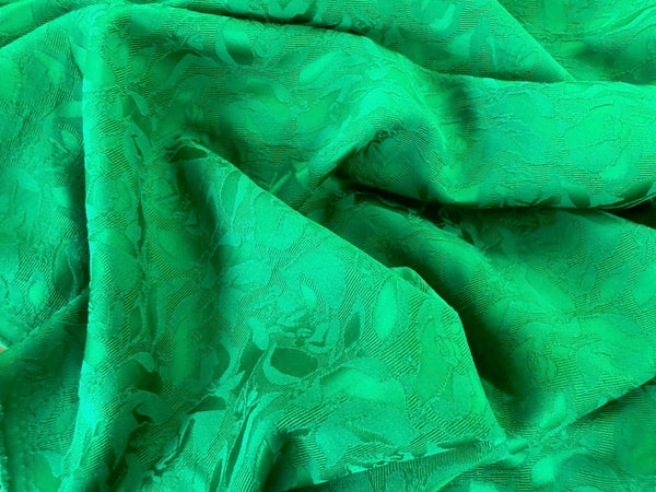 Emerald Green Leaf Motif Jacquard