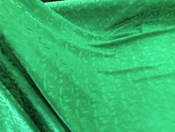 Emerald Green Leaf Motif Jacquard