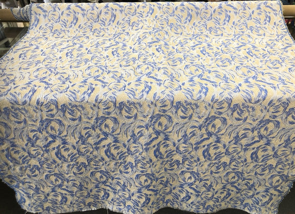 LAST PIECE: 2.00 MT  Blue & Cream Swirl Jacquard Tweed