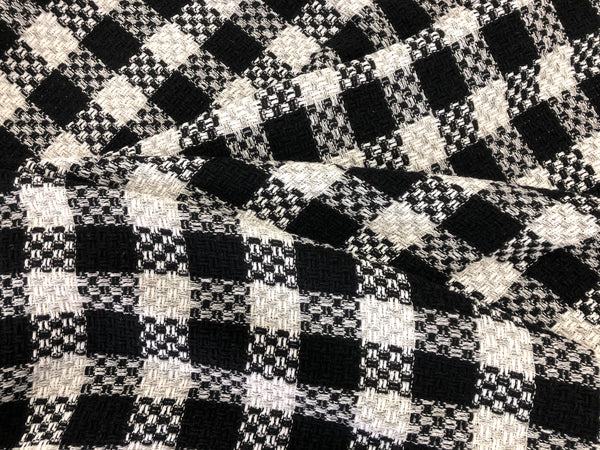 Black & White Cotton Tweed Suiting