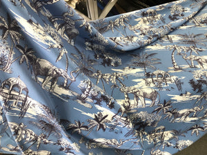 Blue Jungle Dreams Print on Cotton Poplin Shirting