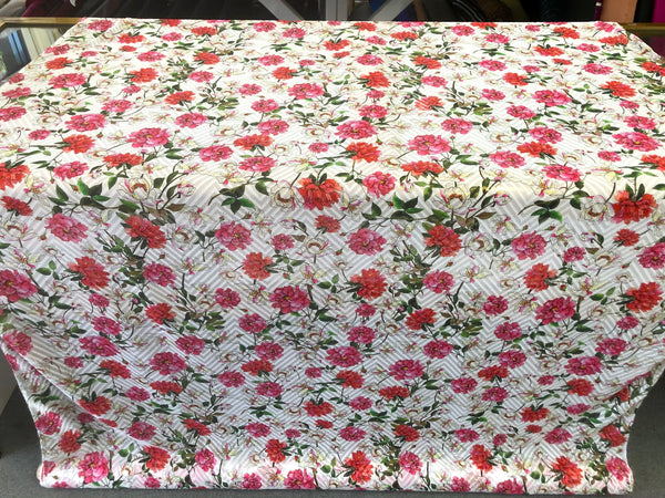 Peony Print on Clipped, Semi-sheer Devorè