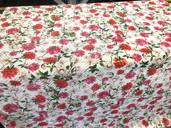 Peony Print on Clipped, Semi-sheer Devorè