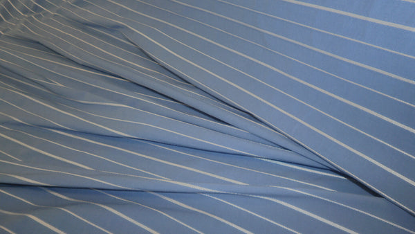 Italian Stripe Cotton Shirting, Blue & White