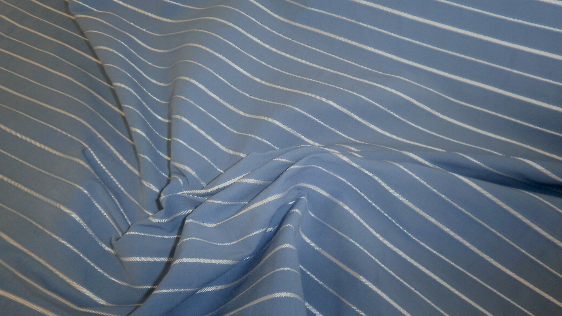 Italian Stripe Cotton Shirting, Blue & White