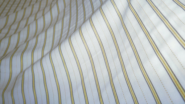 Italian Stripe Cotton Shirting, Yellow & White