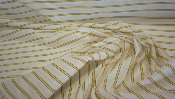 Italian Stripe Cotton Shirting, Yellow & White