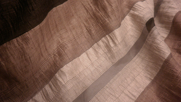 LAST PIECE: 1.2 MT  Linen Sheer Stripe Variation, Macchiato