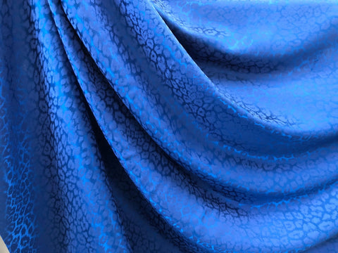 Pure Silk Leopard Jacquard,  Royal Blue