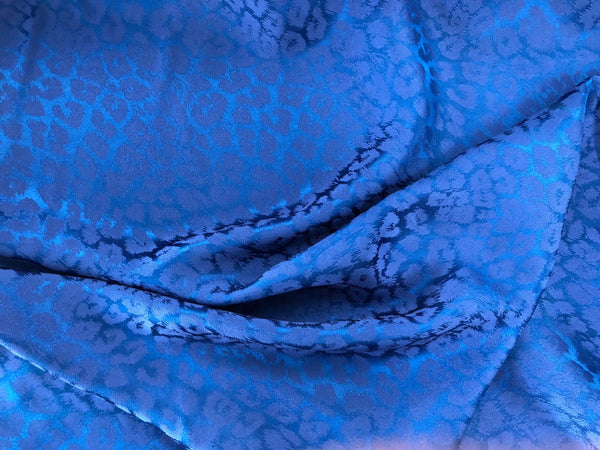 Pure Silk Leopard Jacquard,  Royal Blue