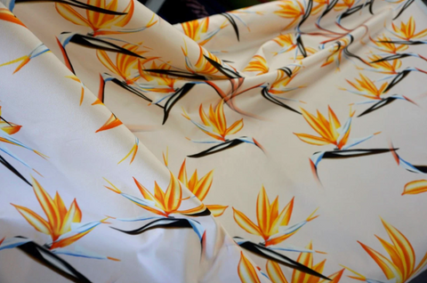 Birds of Paradise Flower Print on Stretch Drill