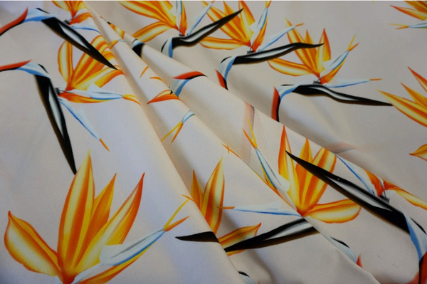 Birds of Paradise Flower Print on Stretch Drill
