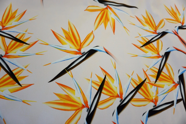 Birds of Paradise Flower Print on Stretch Drill