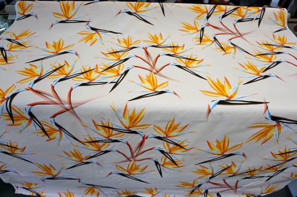 Birds of Paradise Flower Print on Stretch Drill