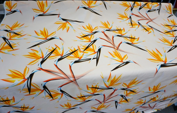 Birds of Paradise Flower Print on Stretch Drill