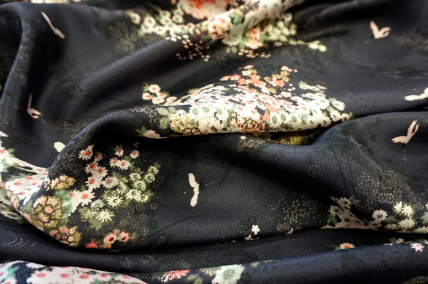 Oriental Garden Printed Silk Twill, Dusk