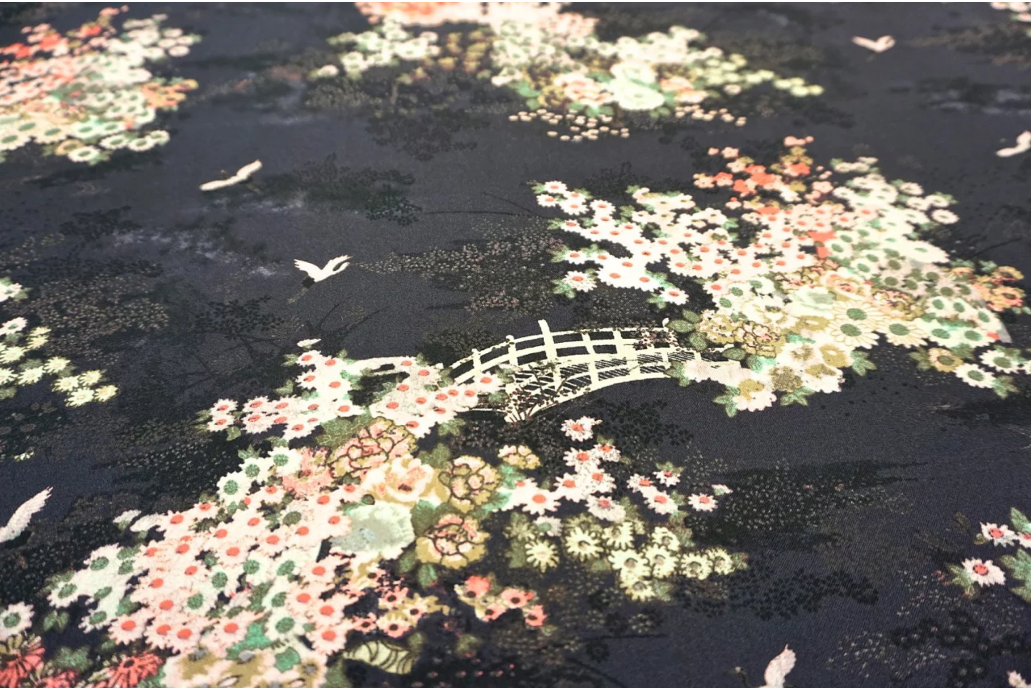 Oriental Garden Printed Silk Twill, Dusk