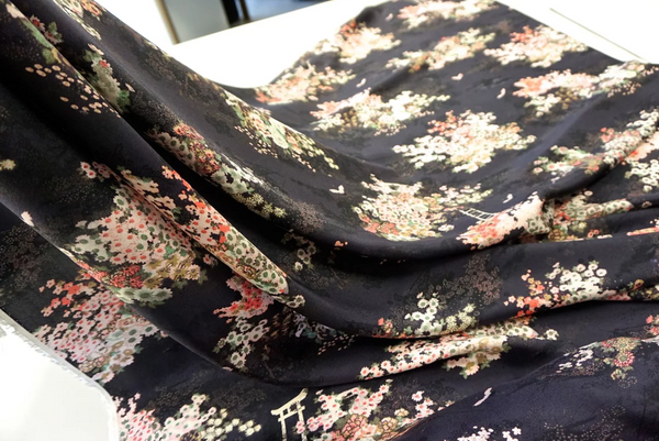 Oriental Garden Printed Silk Twill, Dusk