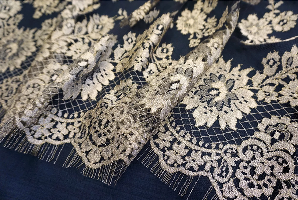 Gold on Black net, French Lace