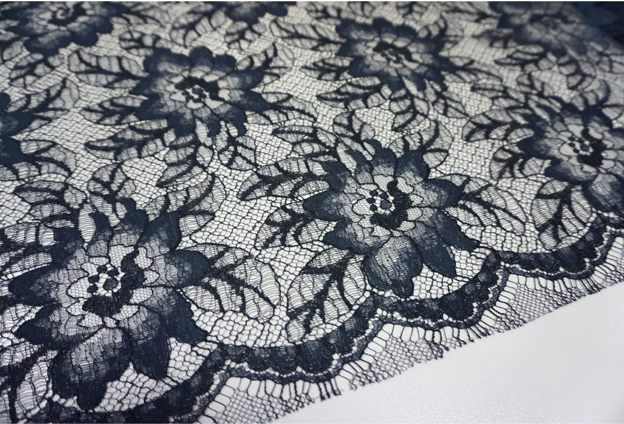LAST PIECE: 2.1 MT  French Chantilly Lace, Navy