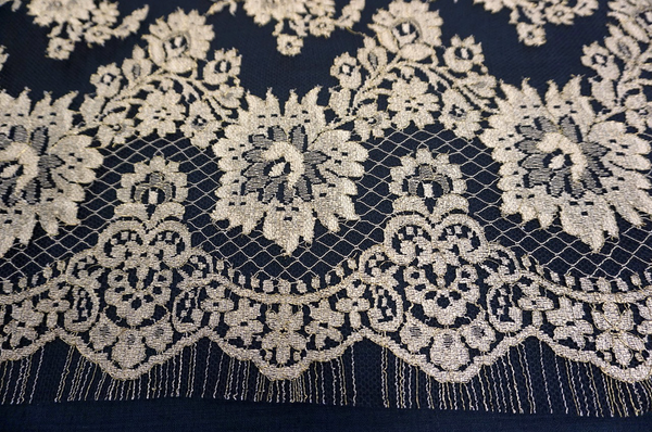 Gold on Black net, French Lace