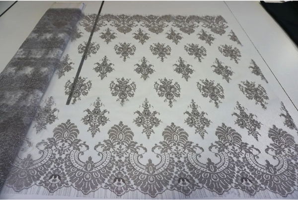 Vintage French Lace, Silver and Taupe