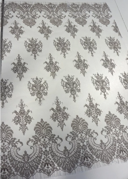 Vintage French Lace, Silver and Taupe
