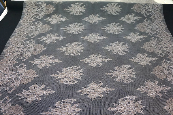 Vintage French Lace, Silver and Taupe