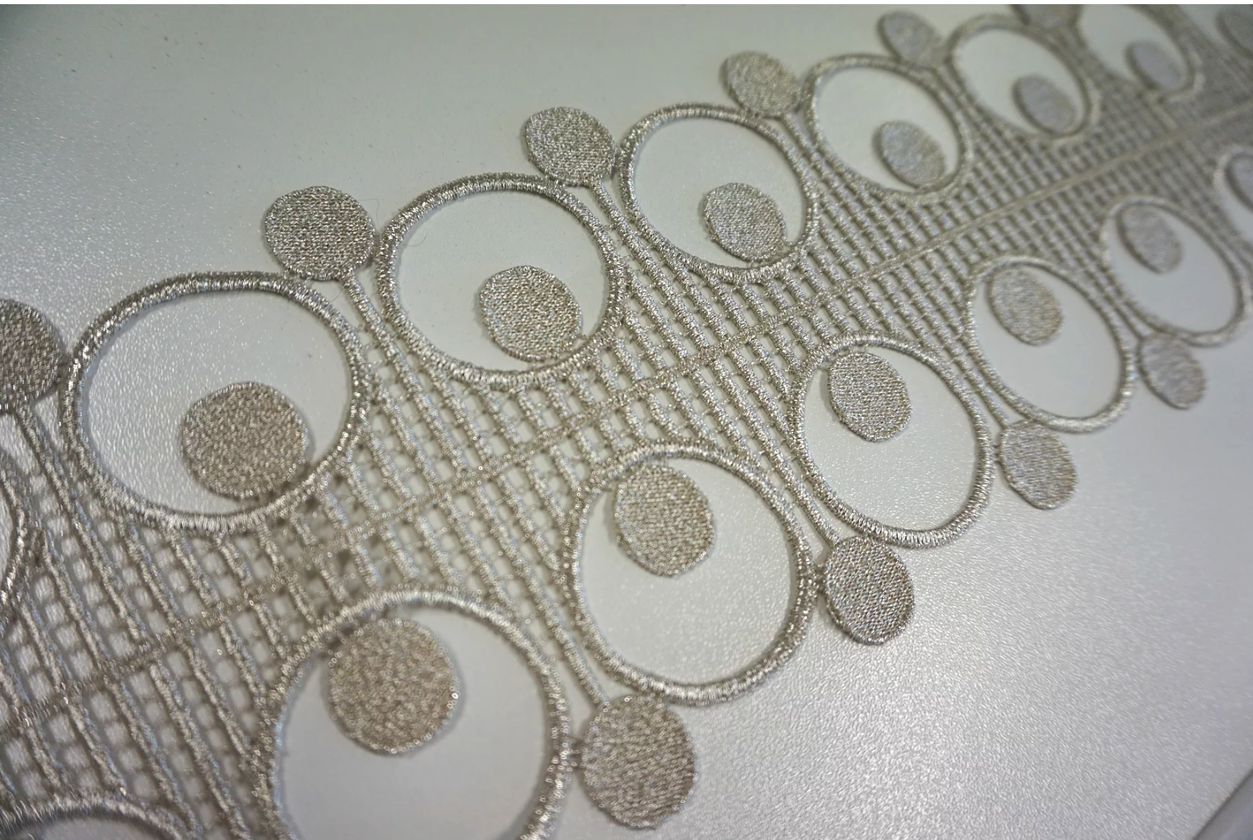 Silver Art Deco Guipure Lace Trim