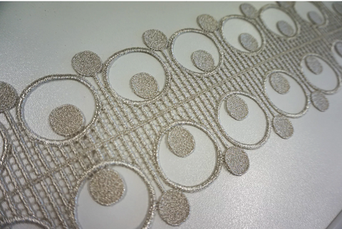 Silver Art Deco Guipure Lace Trim