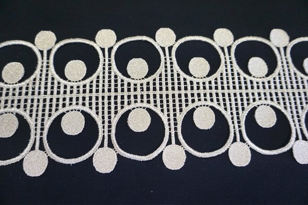 Silver Art Deco Guipure Lace Trim