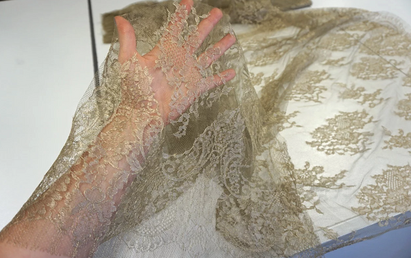 Wide Vintage French Lace, Gold on Gold
