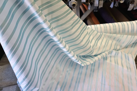 Fine Japanese Poplin with Blue Pearl Stripe Print