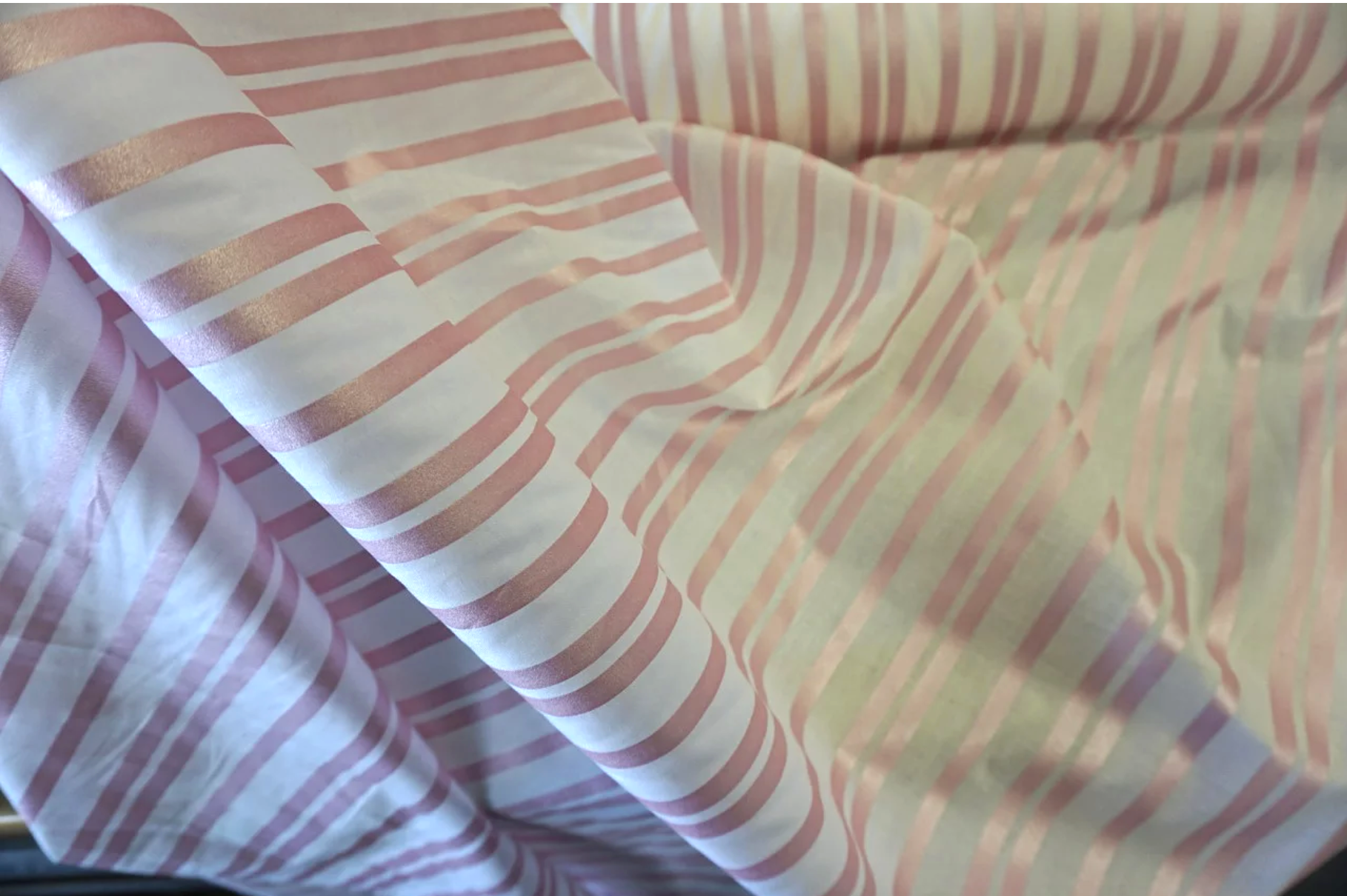 Fine Japanese Poplin with Pink Pearl Stripe Print
