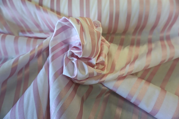 Fine Japanese Poplin with Pink Pearl Stripe Print