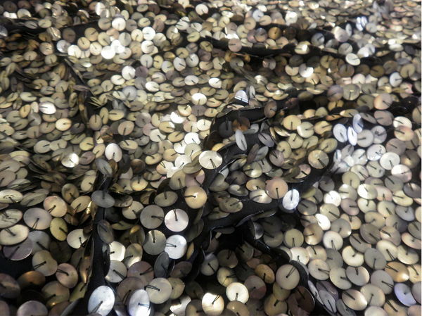 Bohemian Flat Gold Sequins on Black Georgette
