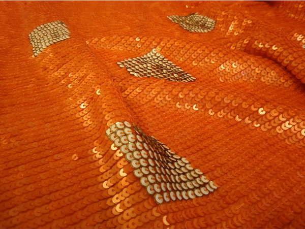 Sequinned Squares, Orange, Gold & White