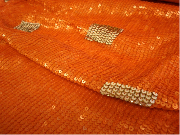 Sequinned Squares, Orange, Gold & White