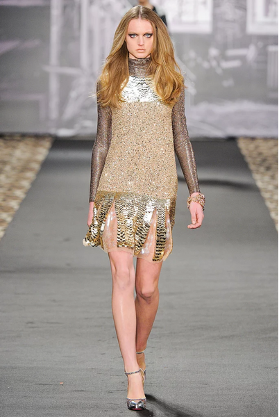 Sequins & Pearl Embellishment on Net, Old Gold