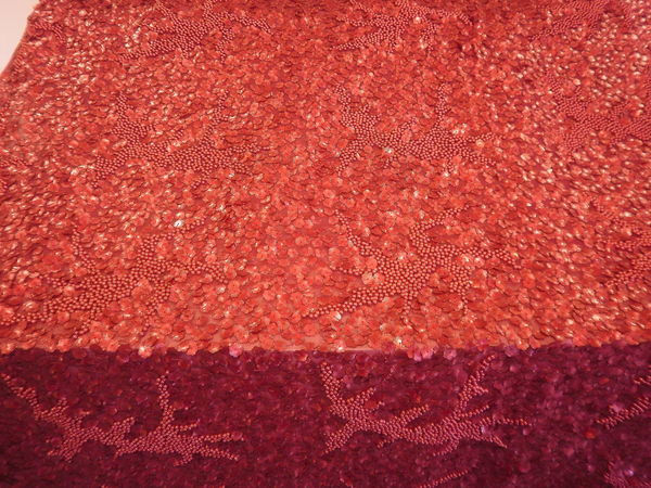 Sequin Beaded Georgette, Raspberry Red