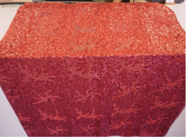 Sequin Beaded Georgette, Raspberry Red