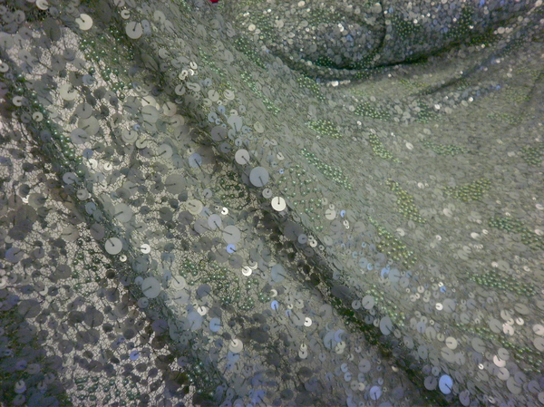 Sequin Beaded Net Mesh, Mint Green