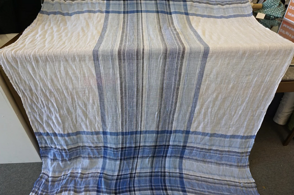 Blue Check & Stripe Muslin Linen