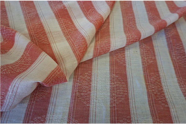 Striped Dobby Jacquard Linen, Red White