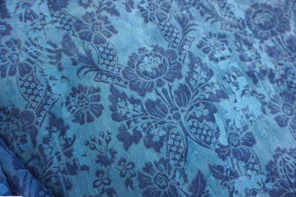 Printed Velvet Devorè- Cerulean Blue